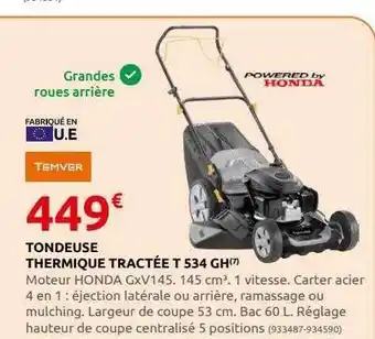 Rural Master Tondeuse thermique tractée t 534 gh temver offre