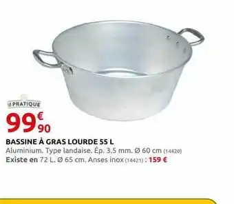 Rural Master Bassine à gras lourde 55 l le pratique offre