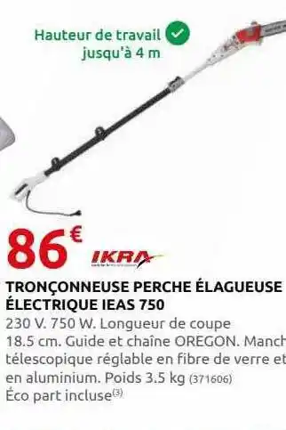 Rural Master Tronçonneuse perche élagueuse électrique ieas 750 ikra offre