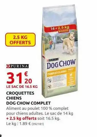 Rural Master Croquettes chiens dog chow complet offre