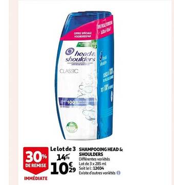 Auchan Shampooing head & shoulders offre