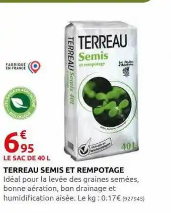 Rural Master Terreau semis et rempotage offre