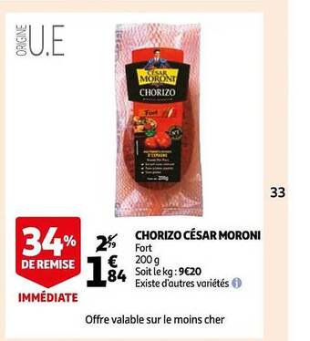 Auchan Chorizo césar moroni offre