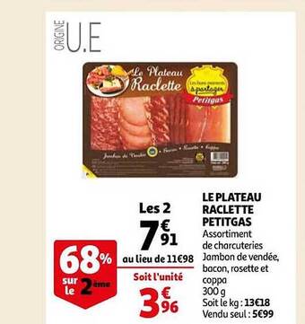 Auchan Le plateau raclette petitgas offre