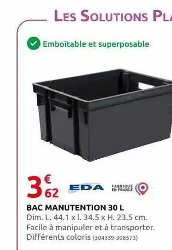 Rural Master Bac manutention 30l eda offre