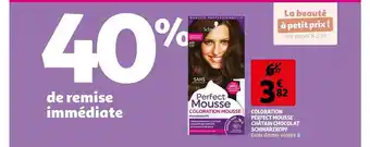 Auchan Coloration perfect mousse châtain chocolat schwarzkopf offre