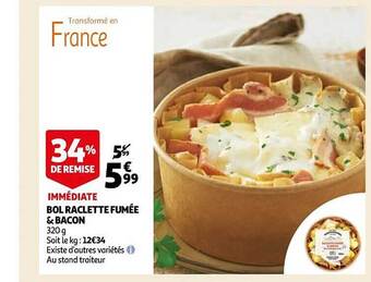 Auchan Bol raclette fumée & bacon offre