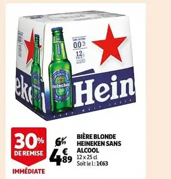 Auchan Bière blonde heineken sans alcool offre