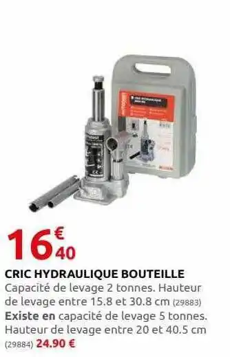 Rural Master Cric hydraulique bouteille offre