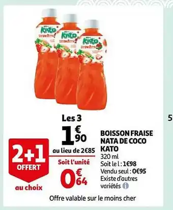 Auchan Boisson fraise nata de coco kato offre