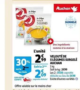 Auchan Velouté de 5 légumes surgelé auchan offre