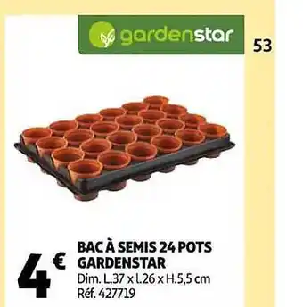 Auchan Bac à semis 24 pots gardenstar offre