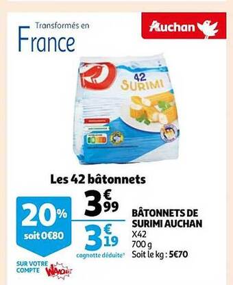 Auchan Bâtonnets de surimi auchan offre