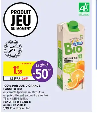 Intermarché 100% Pur Jus D'Orange offre