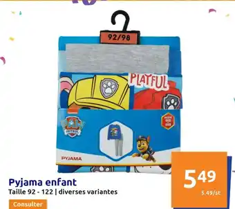 Action Pyjama enfant offre