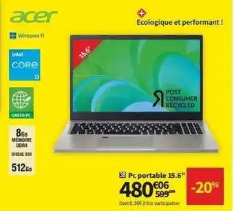 Conforama Ordinateur portable acer offre