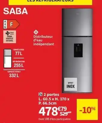 Conforama Réfrigérateur saba offre