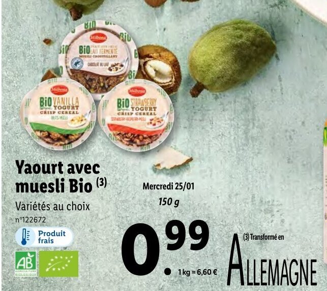 Promo Yaourt Avec Muesli Bio chez Lidl