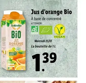 Lidl Jus D'Orange Bio offre
