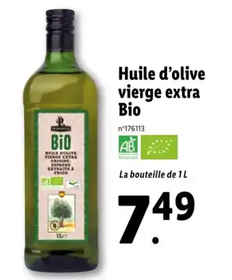Lidl Huile D'Olive Viegre Extra Bio offre