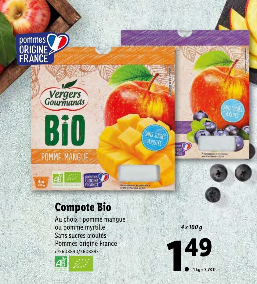 Promo Compote Bio chez Lidl