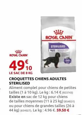 Croquettes pour chien adultes sterilised