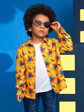 SheIn Batman | shein garçon chemise à motif lettre et dessin animé offre