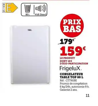 Congélateur table top 80 l frigelux