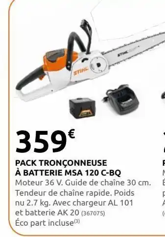 Rural Master Pack tronçonneuse a batterie msa 120 c-bq offre