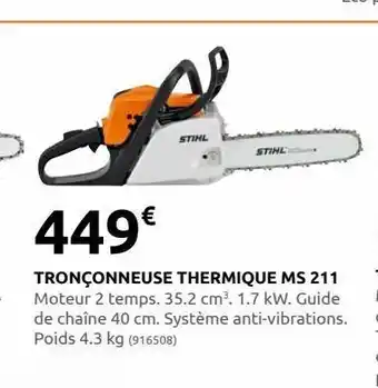 Rural Master Tronçonneuse thermique ms211 offre