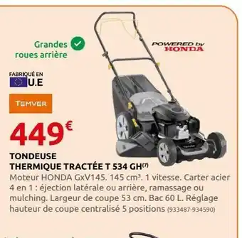 Rural Master Tondeuse thermique tractee t534 gh offre