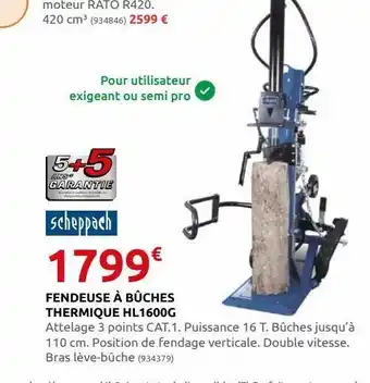 Fendeuse a buches thermique hl1600g
