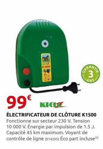 Rural Master Electrificateur de cloture k1500 offre