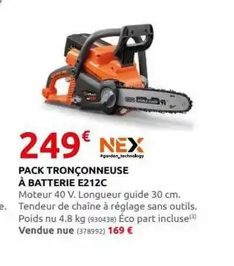 Rural Master Pack tronçonneuse à batterie e212c offre