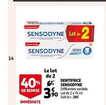 Auchan Dentifrice sensodyne offre