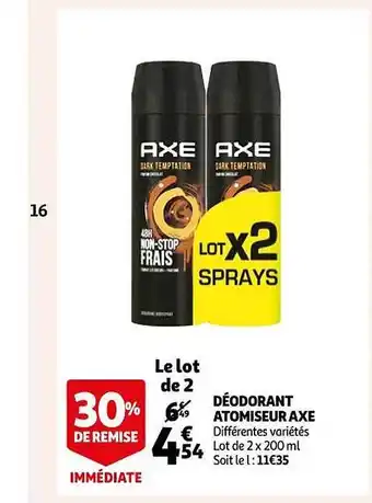 Auchan Déodorant atomiseur axe offre