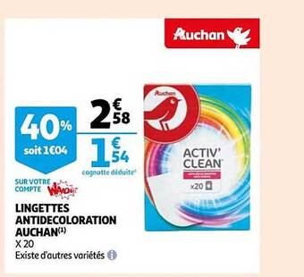 Auchan Lingettes antidécoloration auchan offre