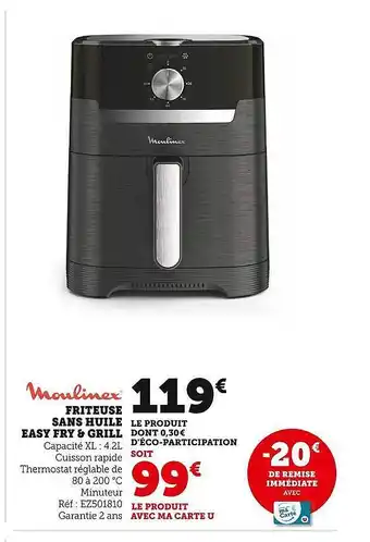 Hyper U Friteuse sans huile easy fry & grill offre