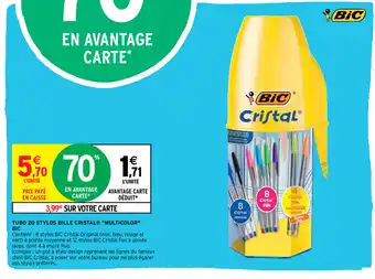 Intermarché Tubo 20 Stylos Bille Cristal offre
