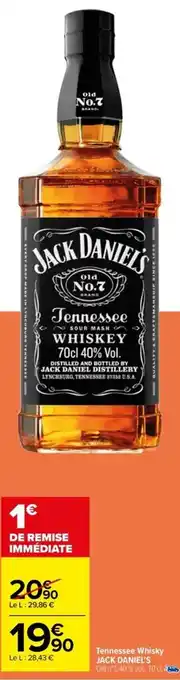 Carrefour Tennessee Whisky Jack Daniel's offre