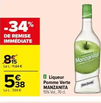 Carrefour Liqueur Pomme Verte Manzanita offre