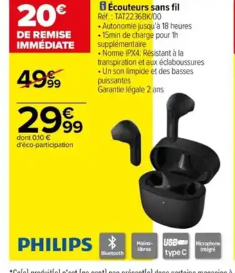 Carrefour Écouteurs Sans Fil offre