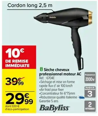 Carrefour Sèche Cheveux Professionnel Moteur AC offre