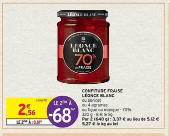 Intermarché Confiture fraise léonce blanc offre