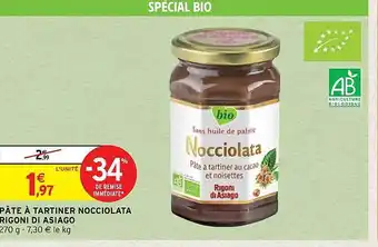 Intermarché Pâte à tartiner nocciolata rigoni di asiago offre