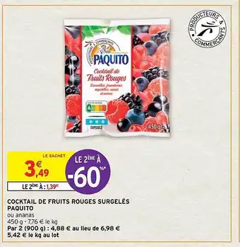 Intermarché Cocktail de fruits rouges surgelés paquito offre
