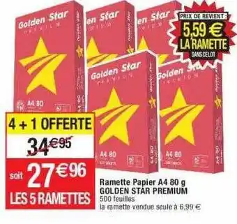 Cora x Carrefour Ramette papier a4 80 g golden star premium offre