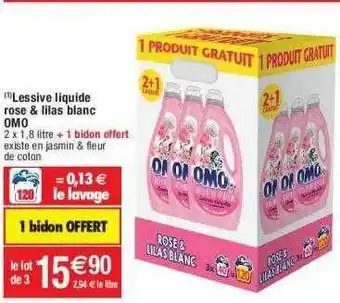 Lessive liquide rose & lilas blanc omo