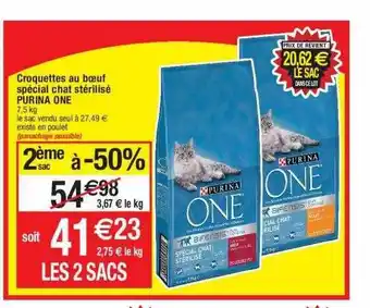 Cora x Carrefour Croquettes au bœuf spécial chat stérilisé purina one offre
