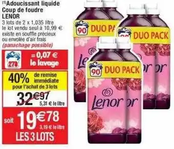 Cora x Carrefour Adoucissant liquide coup de foudre lenor offre
